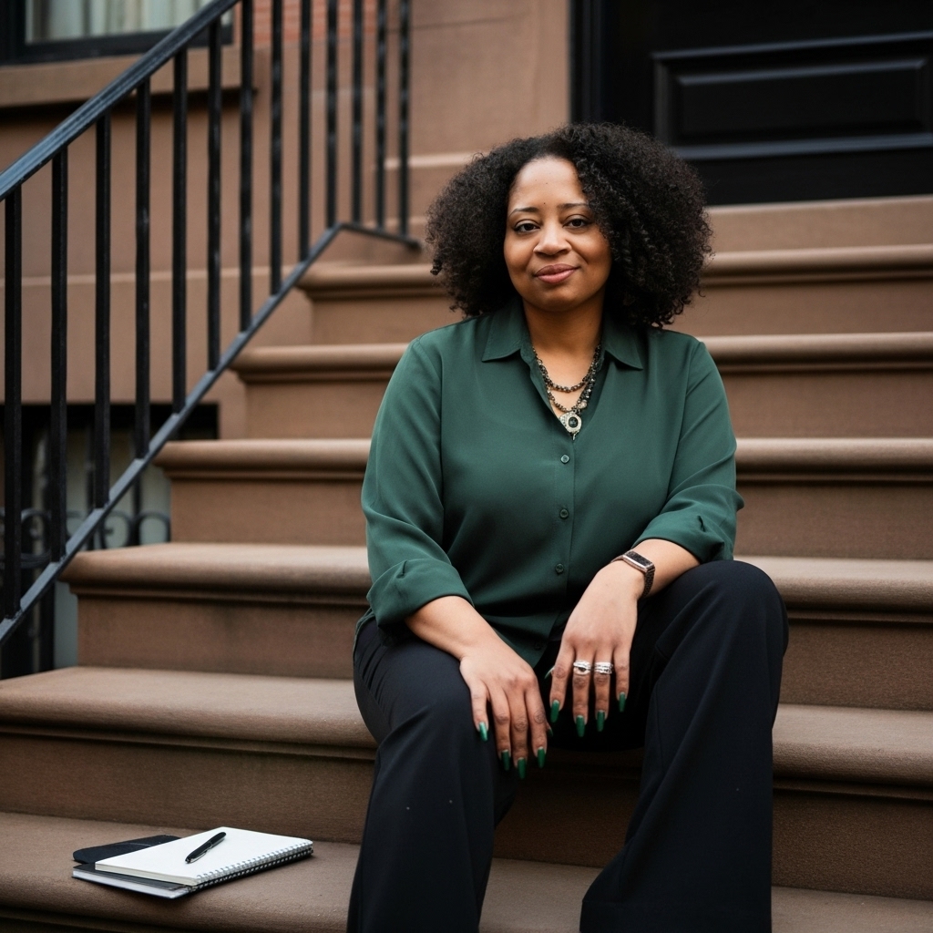 Black woman standing in the doorway of her boutique